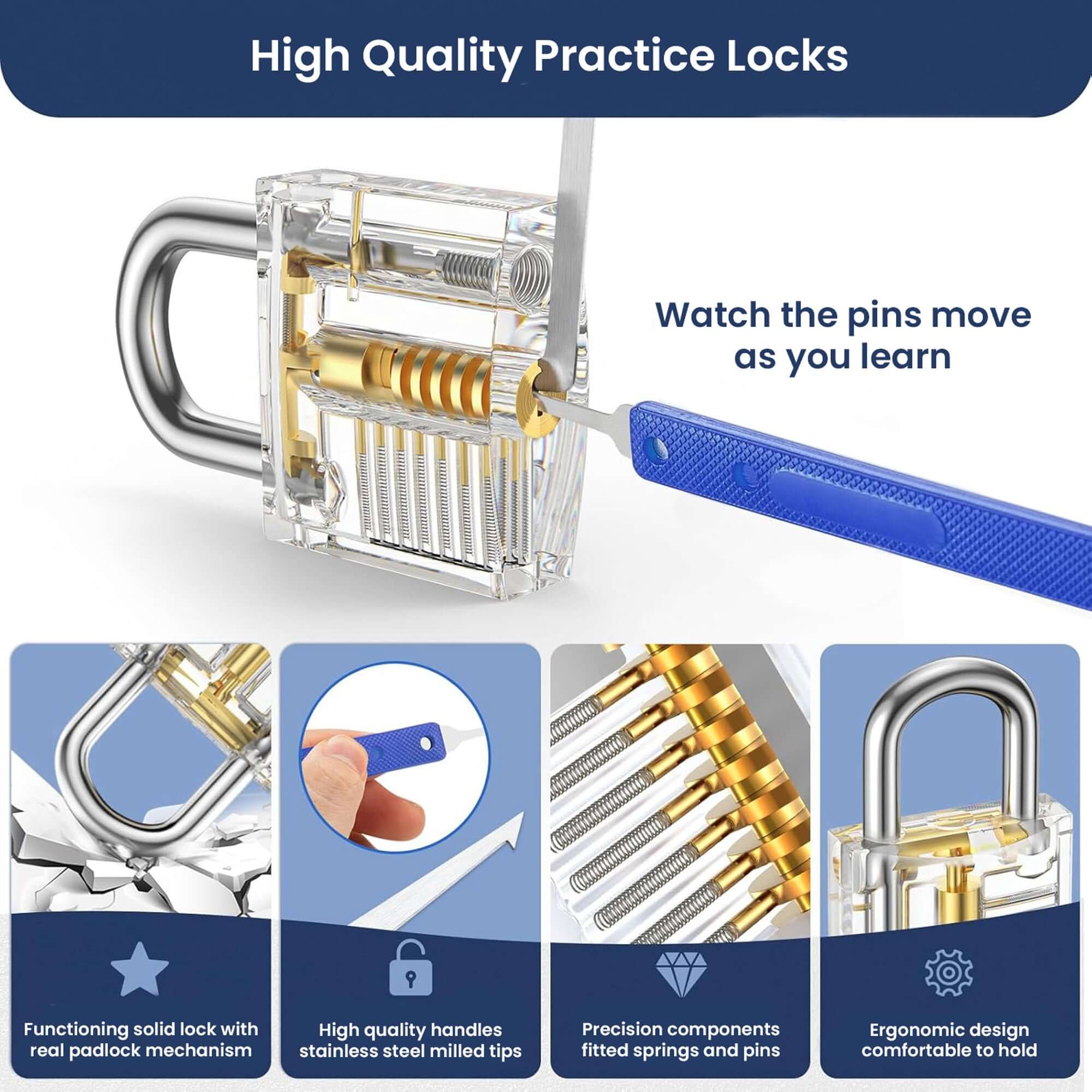 Beginners Lock Pick Set in a box: Complete Lock Pick Kit, Spy Card Kit + Practice Locks and Dummies guide by Lokko - Image 6